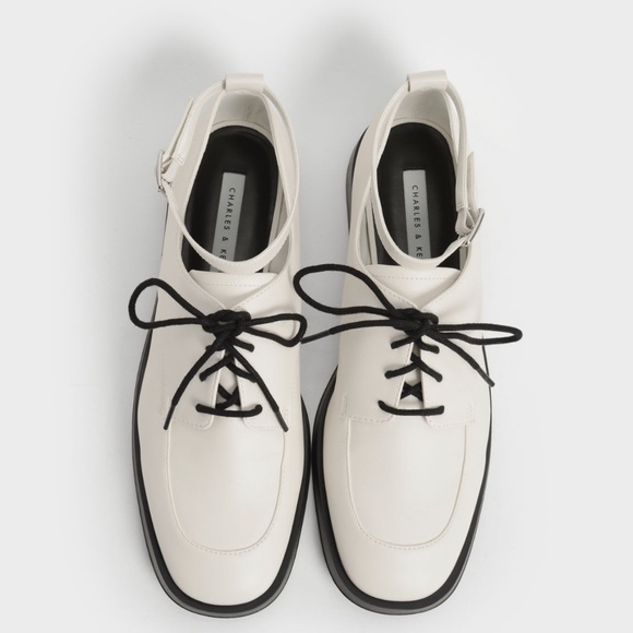 Charles & Keith Shoes - Ankle Strap Derby Shoes - Chalk